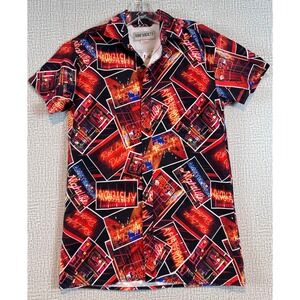 Surf Society Amsterdam Neon Red‎ Light District Button Down Shirt Mens Small
